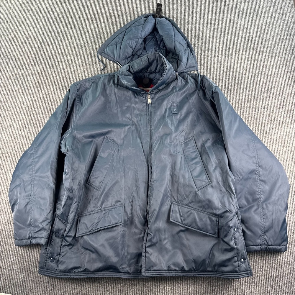 Antler Uniform Jacket Men 4X Blue Quilted Hooded Workwear Insulated Vintage